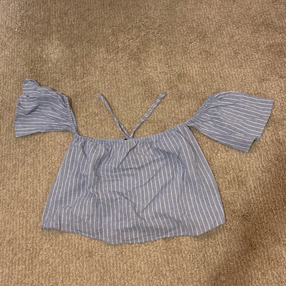 Cropped Off-the-shoulder Striped Top